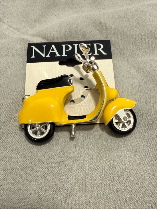 NWT Napier Yellow & Black Vespa Scooter Pin Brooch